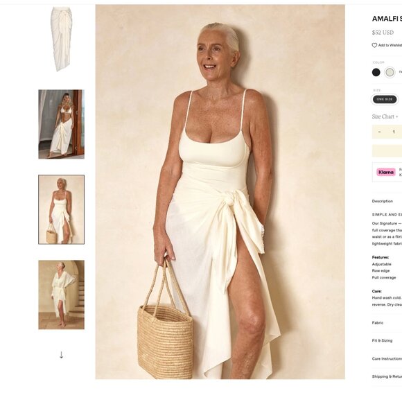 MONDAY SWIM WEAR - AMALFI SARONG - IVORY - OS - NEW WITH TAGS! - Picture 2 of 4